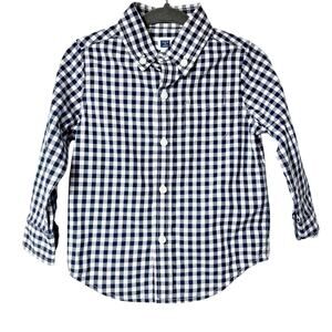 JANIE AND JACK BLUE WHITE LONG SLEEVE BUTTON UP BOY SHIRT SIZE 12-18 MONTHS